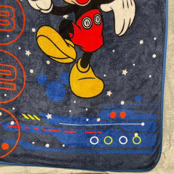 Disney Mickey Mouse Space Rocket Blast Off Toddler Baby Blanket Blue - Picture 6 of 11